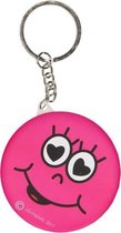 sleutelhanger emoji met spiegel roze 6 cm