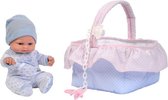 babypop in mand 28 cm roze/blauw