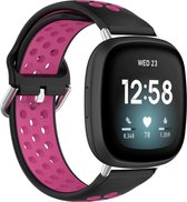 YONO Bandje geschikt voor Fitbit Versa 3 / Sense - Sport Air - Zwart / Roze