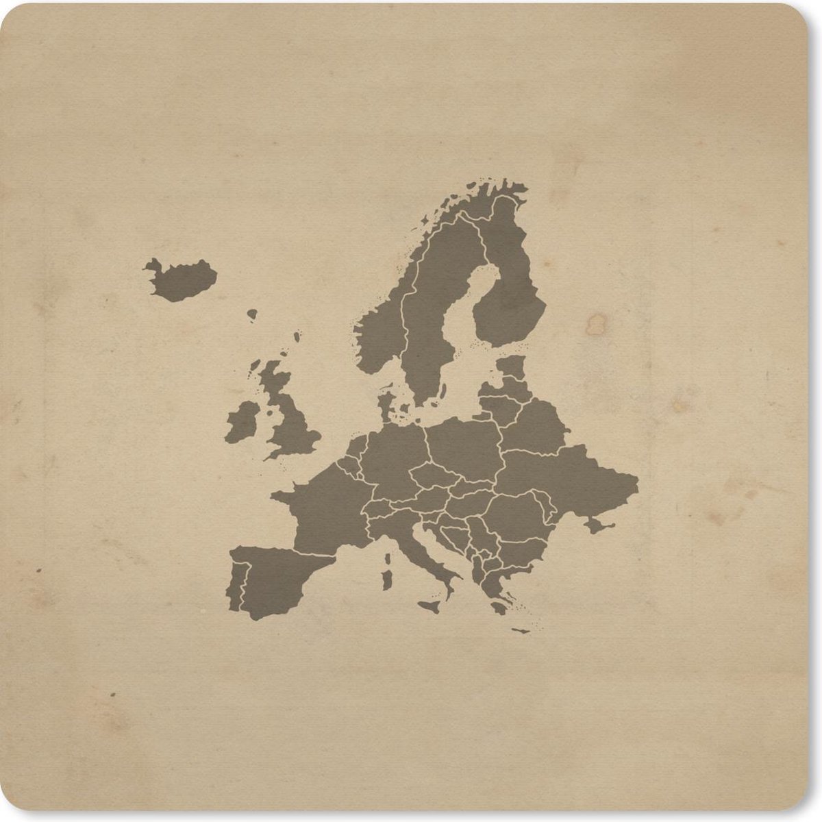 Muismat 20x20 cm - Mousepad Kaarten - Europa - Vintage - Bruin - Muismatten