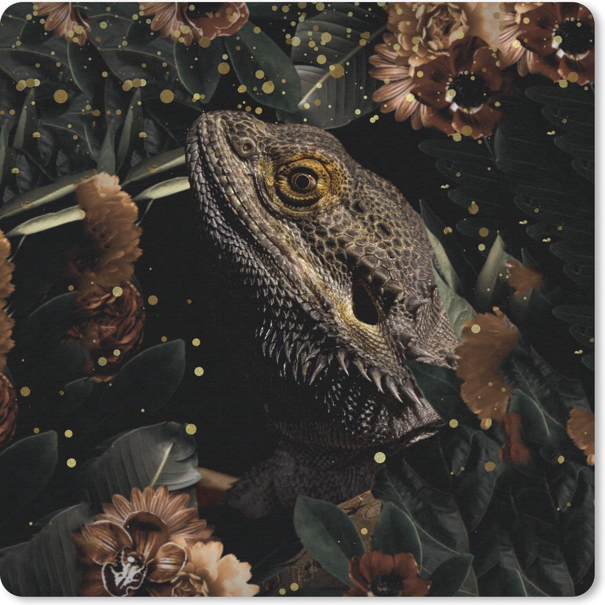 Muismat 20x20 cm - Mousepad Reptielen - Bloemen - Licht - Botanisch - Muismatten