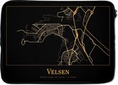 Housse pour ordinateur portable 13 pouces - Carte - Velsen - Goud - Zwart - Dimensions intérieures 32 x 22,5 cm - Dos noir