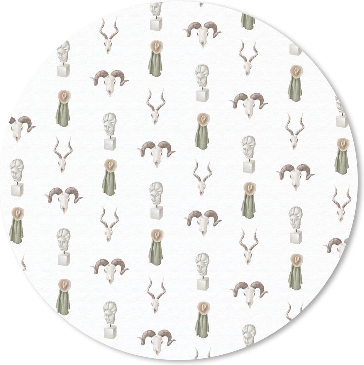 Muismat rond 20x20 cm - Mousepad Decoratie - Grijs - Patronen - Ronde muismatten
