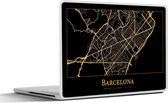 Laptop sticker - 10.1 inch - Kaart - Barcelona - Goud - Zwart - 25x18cm - Laptopstickers - Laptop skin - Cover