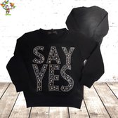 Sweater Say Yes zwart -s&C-98/104-Trui meisjes