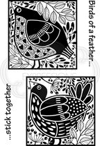 Woodware Clear stamp - Vierkante vogels - A6 - Set van 4 stempels