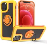 Crystal PC + TPU schokbestendig hoesje met 360 graden roterende ringhouder voor iPhone 11 (geel + oranje)