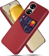 Voor Huawei P50 Doek Textuur PC + PU Lederen Achterkant Schokbestendig Hoesje met Kaartsleuf (Rood)