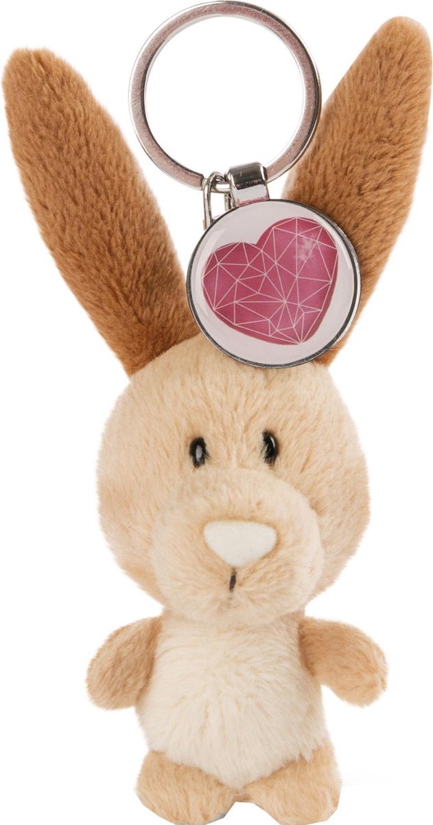 Nici Sleutelhanger Hart Junior 7 Cm Pluche/polyester Bruin/roze