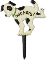 gietijzeren beeld - hond met ''not here'' sign - Set van 2  - decoratie