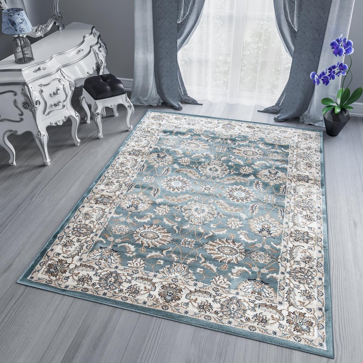 Tapiso Dubai Vloerkleed Oriental Oosters Grijs Tapijten Maat- 300x400