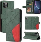 Dual-color splitsen horizontale flip PU lederen tas met houder & kaartsleuven & portemonnee voor iPhone 11 Pro Max (groen)