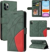 Dual-color splitsen horizontale flip PU lederen tas met houder & kaartsleuven & portemonnee voor iPhone 11 Pro (groen)