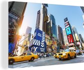 Canvas schilderij 140x90 cm - Wanddecoratie New York - Taxi - USA - Muurdecoratie woonkamer - Slaapkamer decoratie - Kamer accessoires - Schilderijen