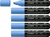 STABILO FREE - Marker Acryl - T800C - Pointe biseautée - 4-10 mm - Blauw cobalt - Boîte de 5 pièces