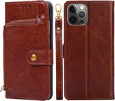 Ritstas PU + TPU Horizontale Flip Leren Case met Houder & Kaartsleuf & Portemonnee & Lanyard Voor iPhone 12 Pro Max (Bruin)