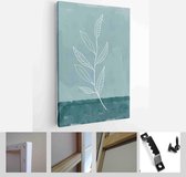 Minimalistic Watercolor Painting Artwork. Earth Tone Boho Foliage Line Art Drawing with Abstract Shape - Modern Art Canvas - Vertical - 1937931187 - 80*60 Vertical