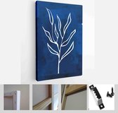 Minimalistic Watercolor Painting Artwork. Earth Tone Boho Foliage Line Art Drawing with Abstract Shape - Modern Art Canvas - Vertical - 1937931055 - 50*40 Vertical