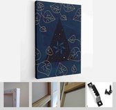 Abstract composition art with nude female silhouette and botanical leaves on dark blue background - Modern Art Canvas - Vertical - 1979802803 - 40-30 Vertical