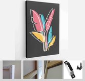 Modern abstract shapes, coconut, leaves, hands. Minimalism concept. Line art drawing style - Modern Art Canvas - Vertical - 1771196135 - 80*60 Vertical