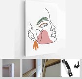 Modern abstract faces with abstract shapes. Minimalism concept. Line art drawing style - Modern Art Canvas - Vertical - 1772607047 - 115*75 Vertical