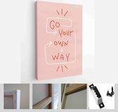 Go your own way creativity and accomplishment quote vector design with red handwritten phrase and white arrows on a vintage pink background - Modern Art Canvas - Vertical - 1730287696 - 80*60