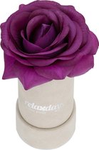 Relaxdays flowerbox - rozenbox - grijs - decoratie - kunstbloem - 1 roos in box - Paars