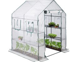 tuinkas - begaanbaar - 4 ramen - 2 rekken - 2 m² - folie - 190 x 140 x 140 cm - transparant tuinkas - begaanbaar - 4 ramen - 2 rekken - 2 m² - folie - 190 x 140 x 140 cm - transparant