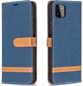 Samsung Galaxy A20E Vintage Book Case Hoesje - Stof - Pasjeshouder - Magnetisch - Samsung Galaxy A20E - Donkerblauw