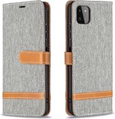 Samsung Galaxy A20E Vintage Book Case Hoesje - Stof - Pasjeshouder - Magnetisch - Samsung Galaxy A20E - Grijs