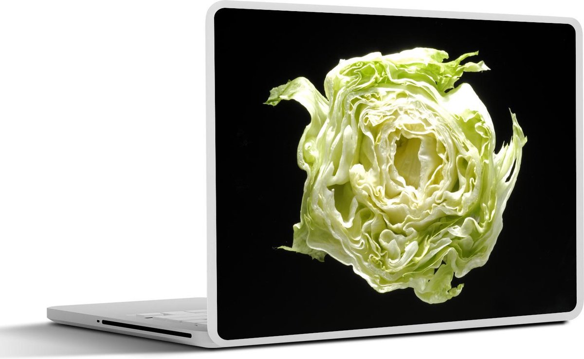 Afbeelding van product SleevesAndCases  Laptop sticker - 11.6 inch - Dwarsdoorsnede van ijsbergsla met zwarte achtergrond