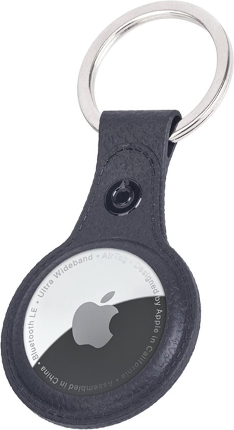Hoesje Geschikt voor Apple AirTag Sleutelhanger Hoes Siliconen - Leder Look Hoesje Geschikt voor Apple AirTag-Sleutelhanger Hoesje Case - Zwart