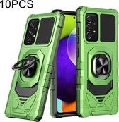 Voor Samsung Galaxy A52 5G 10 PCS Union Armor Magnetische PC + TPU Shockproof Case met 360 Graden Rotatie Ring Houder (Smaragdgroen)