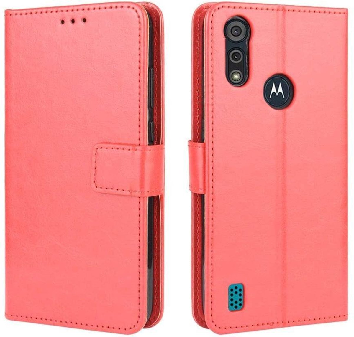 Bookcase Geschikt voor: Motorola Moto E7i Power - Rood - portemonnee hoesje