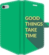 Apple iPhone 6/6S Telefoonhoesje - Portemonneehoesje  - Met pasjeshouder - Met Quote - Good Things - Groen
