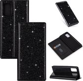 Samsung Galaxy A22 5G Glitter Book Case Hoesje - TPU - Magnetische Sluiting - Pasjeshouder - Samsung Galaxy A22 5G - Zwart