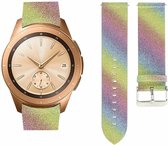 Leer Smartwatch bandje - Geschikt voor Strap-it Samsung Galaxy Watch 42mm leren glitter bandje - regenboog - Strap-it Horlogeband / Polsband / Armband