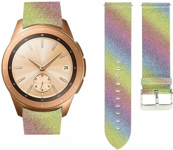 Strap-it Samsung Galaxy Watch 42mm leren glitter bandje - regenboog |  bol.com