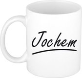 Jochem naam cadeau mok / beker met sierlijke letters - Cadeau collega/ vaderdag/ verjaardag of persoonlijke voornaam mok werknemers