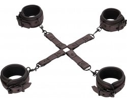 Ouch! Elegance Elegante Hogtie Set met Handboeien en Enkelboeien - Titanium Grijs