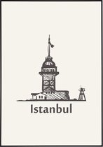 QueenOfArt Poster - Kiz Kulesi In Istanbul - 50 X 40 Cm - Wit