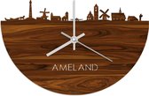 Skyline Klok Ameland Palissander hout - Ø 40 cm - Woondecoratie - Wand decoratie woonkamer - WoodWideCities