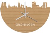 Skyline Klok Groningen Bamboe hout - Ø 40 cm - Woondecoratie - Wand decoratie woonkamer - WoodWideCities