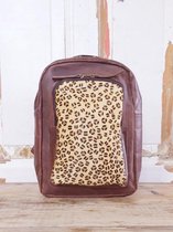 Bruin leren rugzak met dierenprint nr11