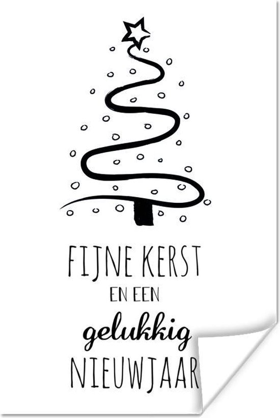Poster Fijne kerst en een gelukkig Nieuwjaar Spreuken Quotes Oud