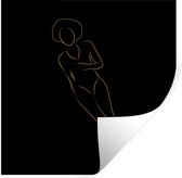 Muurstickers - Sticker Folie - Vrouw - Gold - Black - Line art - 30x30 cm - Plakfolie - Muurstickers Kinderkamer - Zelfklevend Behang - Zelfklevend behangpapier - Stickerfolie