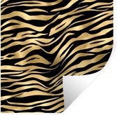 Muurstickers - Sticker Folie - Patronen - Zebra - Goud - 100x100 cm - Plakfolie - Muurstickers Kinderkamer - Zelfklevend Behang XXL - Zelfklevend behangpapier - Stickerfolie
