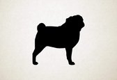 Pug - Silhouette hond - S - 45x46cm - Zwart - wanddecoratie