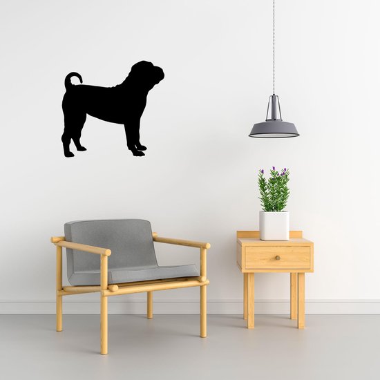 Shar-pei chinois - Silhouette chien - M - 60x64cm - Zwart - décoration murale