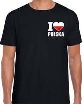 I love Polska t-shirt zwart op borst voor heren - Polen landen shirt - supporter kleding S